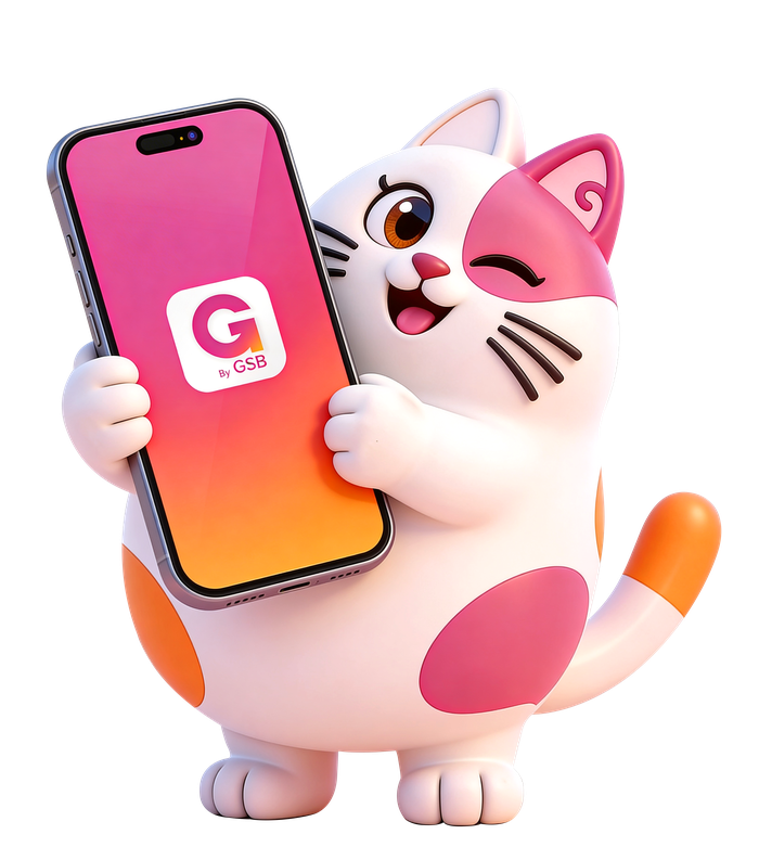 GOOD MONEY mascot with app